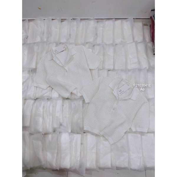 Áo len lỗ cổ bẻ nút tay ngắn hàng Quảng Châu 2103