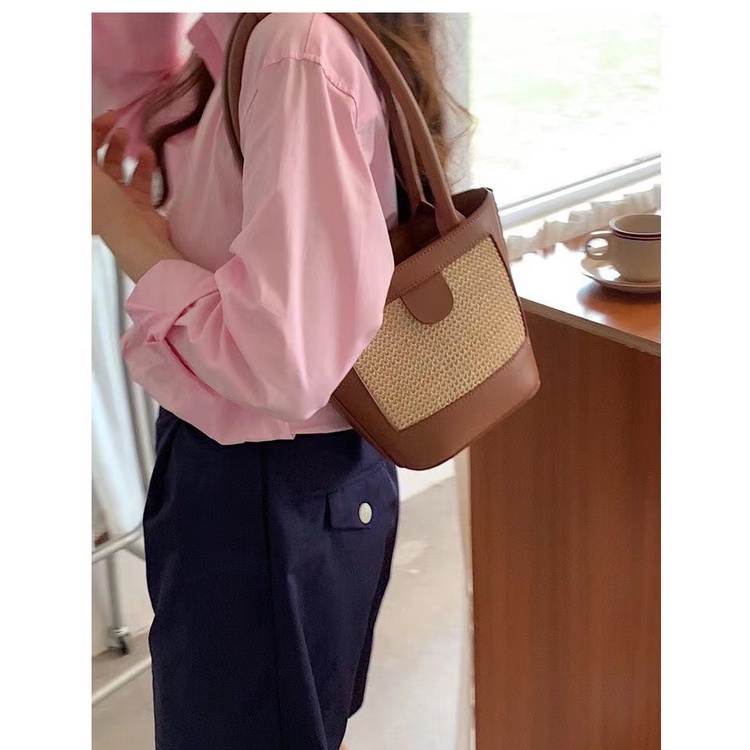 Túi Đeo Vai/Xách Tay Bằng Rơm Đơn Giản Cổ Điển Thời Trang Phong Cách Hàn Quốc