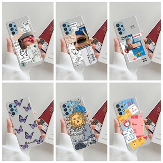 Ốp điện thoại nhựa silicon TPU mềm trong suốt họa tiết in nhãn hiệu nghệ thuật cho Samsung Galaxy A32 4G 5G