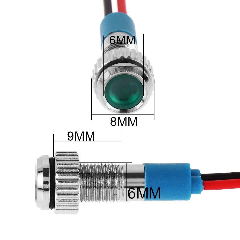 1 Đèn LED Báo Hiệu Ánh Sáng Trắng / Xanh Lá / Đỏ / Xanh Lá / Xanh Dương Kèm Dây Điện 3V 5V 6V 9V 12V 24V 220V