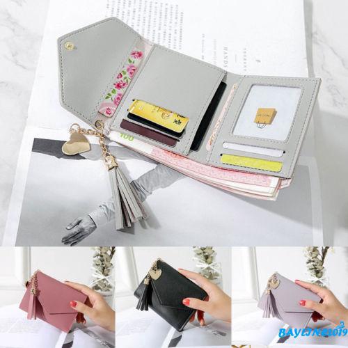 ❆❀✯Ví đựng tiền ngắn dành cho nữ Ví đựng tiền xu gấp bằng da nữ