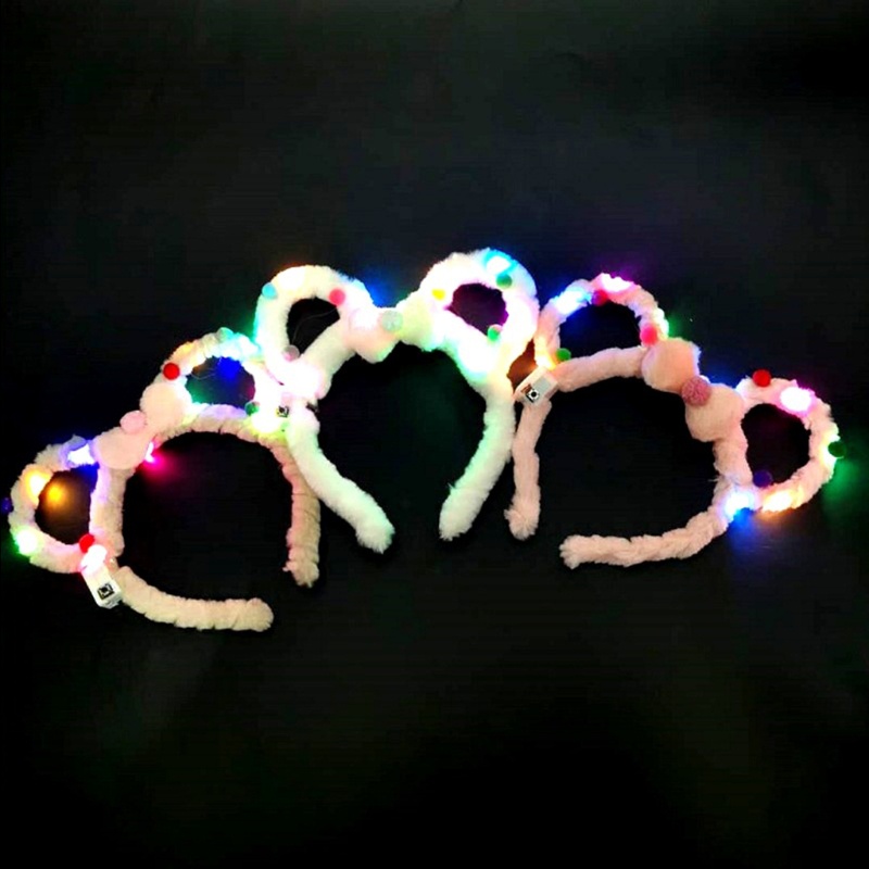 Băng Đô Tai Thỏ Có Đèn Led Dễ Thương Dùng Làm Đạo Cụ Chụp Ảnh Halloween