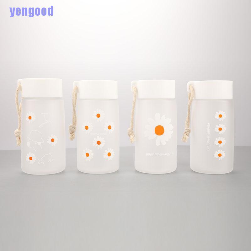 Bình nước nhựa trong suốt 500ml họa tiết hoa cúc vàng xinh xắn