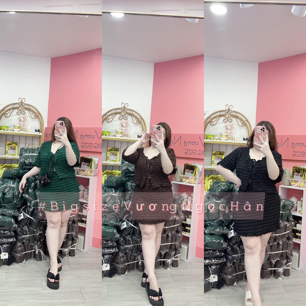 SET XỐP ÁO CROPTOP CHÂN VÁY ÔM BIGSIZE VƯƠNG NGỌC HÂN