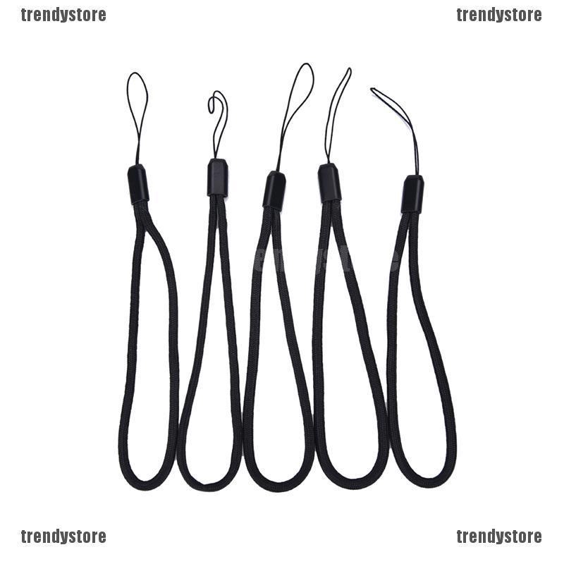Set 5 Dây Đeo Cổ Tay Màu Đen Bằng Nylon Cho Điện Thoại / iPod / USB / mp3