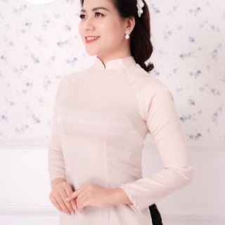 ÁO DÀI LỤA VÂN GỖ CỔ KẾT HẠT( ÁO RIÊNG QUẦN RIÊNG)