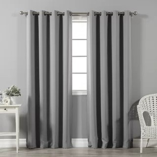 Set rèm cửa sổ [Cao 1m3 - Ngang 2m] chống nắng xám & thanh treo rèm hợp kim lõi trợ lực màu trắng - khoen ore cao cấp