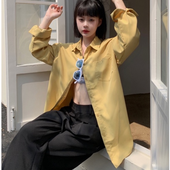 Áo sơ mi ZHELIHANGFEI tay dài màu sắc thanh lịch dễ phối đồ cho nữ