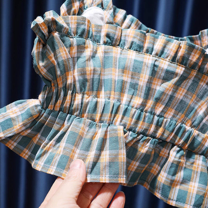 Set Áo Hai Dây + Chân Váy Họa Tiết Sọc Caro Thời Trang Mùa Hè Cho Bé Gái