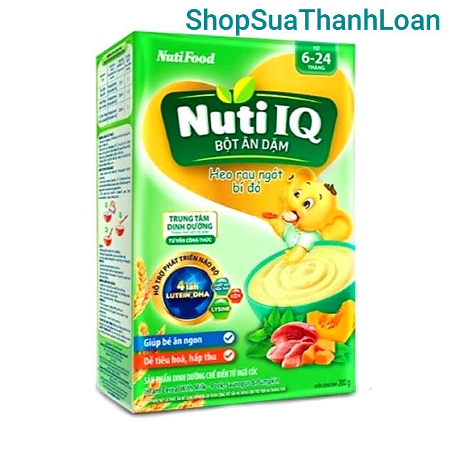 [HSD T11-2023] Bột ăn dặm NutiFood Nuti IQ Heo rau ngót bí đỏ (200g)