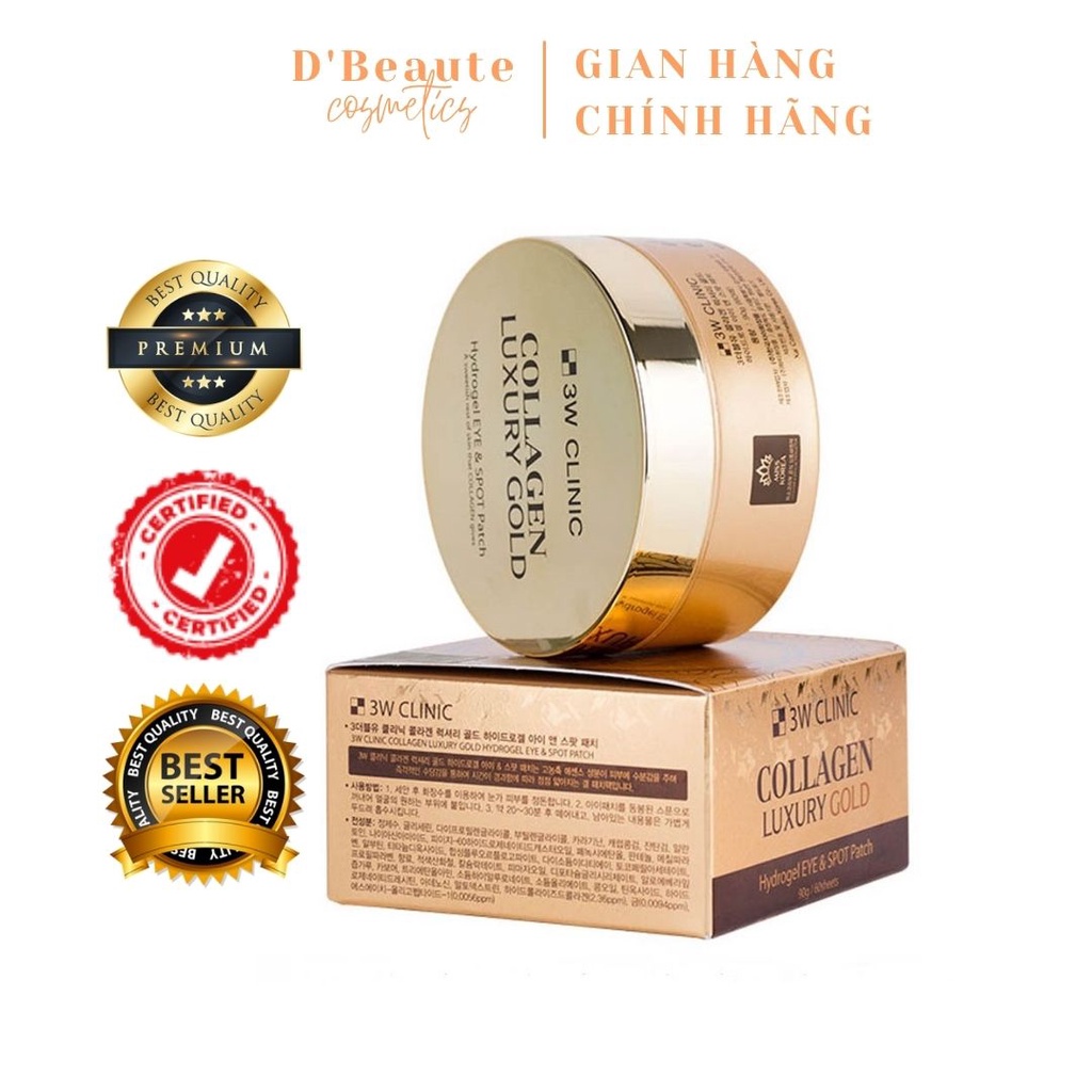 Mặt Nạ Mắt Tinh Chất Vàng 3W Clinic Collagen Luxury Gold Hydrogel Eye & Spot Patch (90g) - Hàn Quốc Chính Hãng