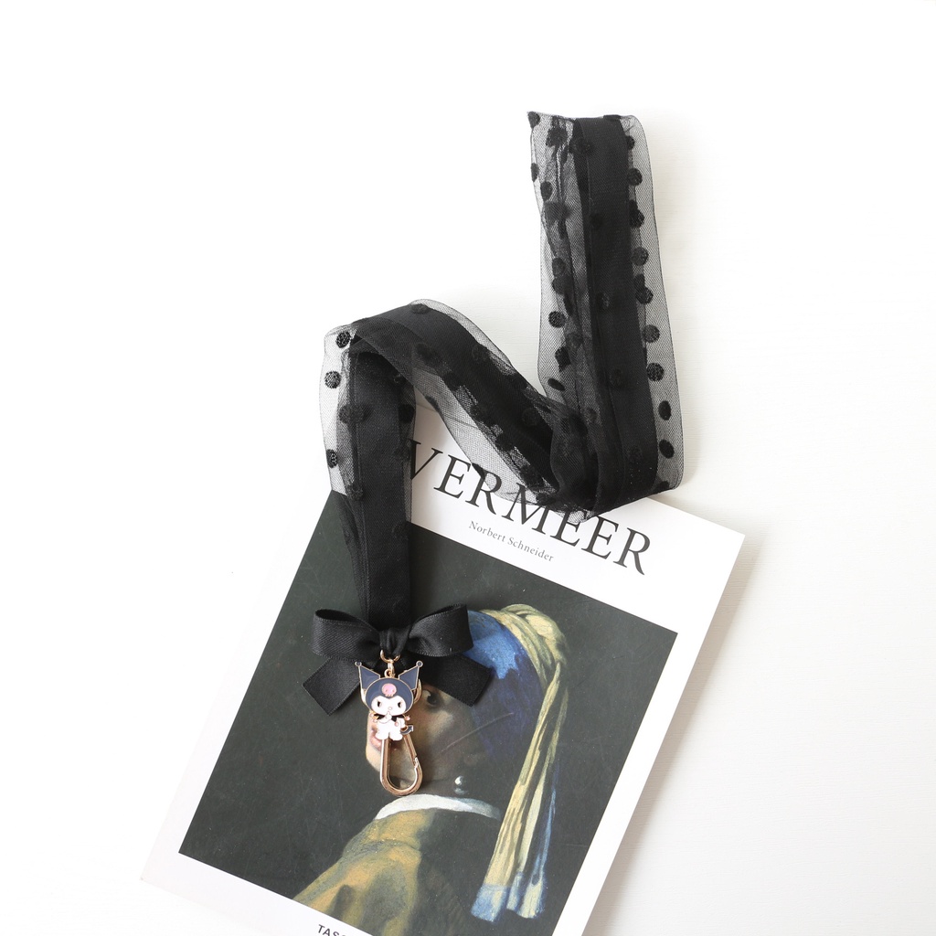 Dây Đeo Điện Thoại Hai Lớp Họa Tiết Chấm Bi Ren / Nơ Kuromi Melody Ngọt Ngào