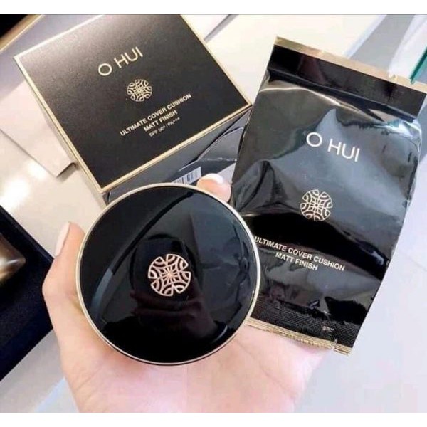 Sét Cushion ohui trang điểm hoàn hảo, chống nắng cao, dưỡng trắng da - Ohui Cushion Ultimate Cover Matt Finish tặng lõi