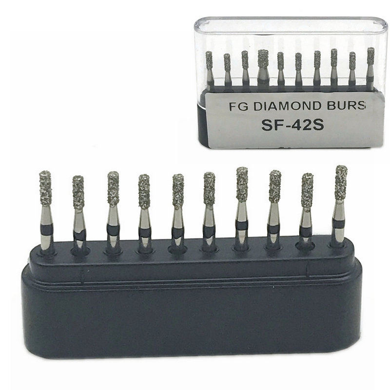 10pc/Box Dental Diamond Burs Drill  for High Speed Handpiece Dentist Tools 1.6mm