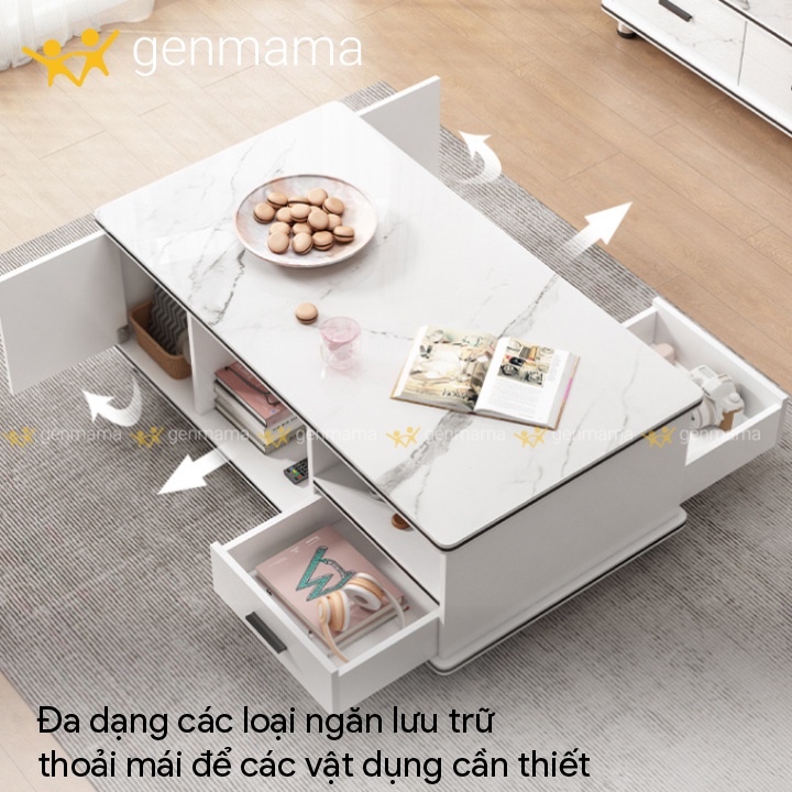 Bàn trà vân đá cẩm thạch, bàn sofa phòng khách có ngăn kéo. Bàn cafe kích thước 100*50cm mẫu mới 2022