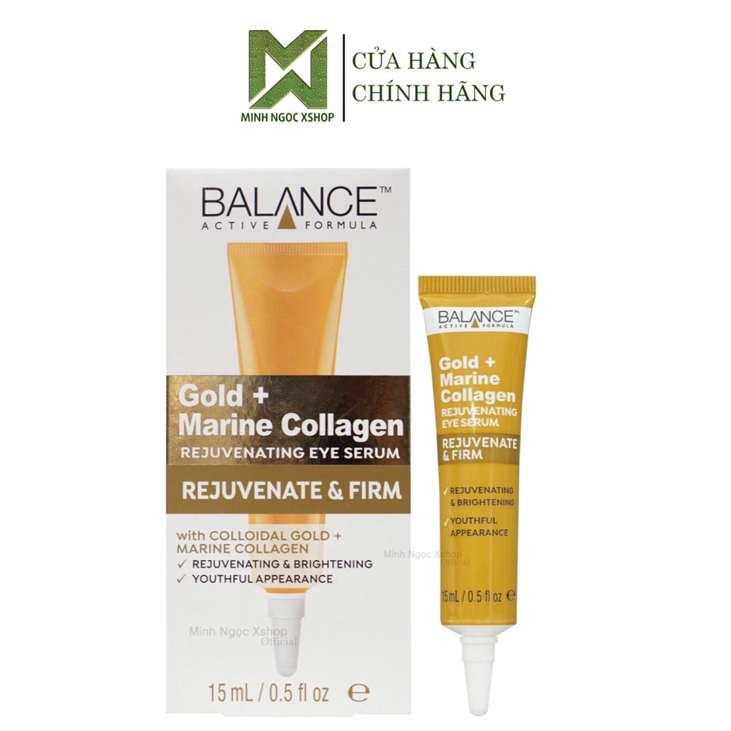 Combo Balance, serum + Kem Mắt Trẻ Hóa Da Balance Active Formula Gold Collagen Rejuvenating 30ml + 15ml