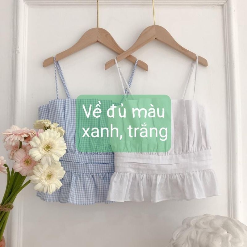 Áo Croptop bèo nhún cúp ngực bo lưng