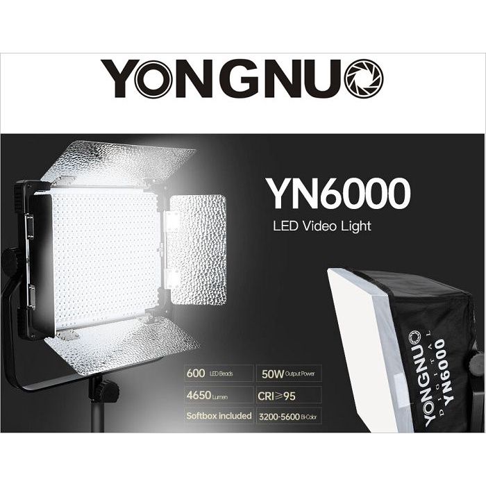 Đèn LED quay phim Yongnuo YN6000 cung cấp ánh sáng liên tục quay phim, chụp ảnh