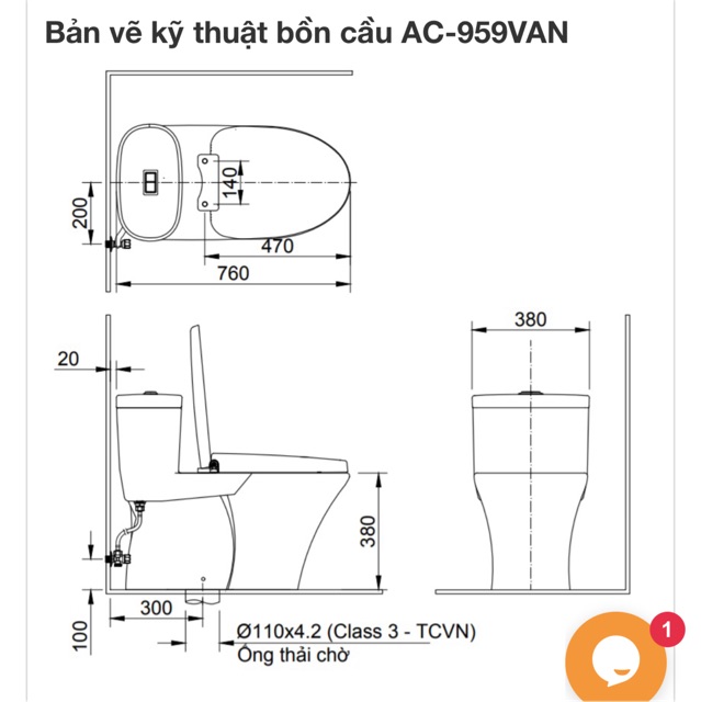 Bồn cầu INAX AC 959VAN chính hãng