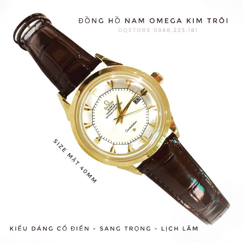 Đồng hồ nam O.MEGA, dòng cổ điển hot nhất hiện nay, dây da cao cấp, kính cong, chống nước, bảo hành 1 năm | BigBuy360 - bigbuy360.vn