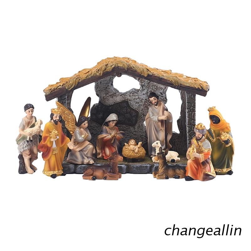 Bộ tượng chúa giê su bằng nhựa resin chủ đề giáng sinh trang trí phòng ngủ/ nội thất/ văn phòng