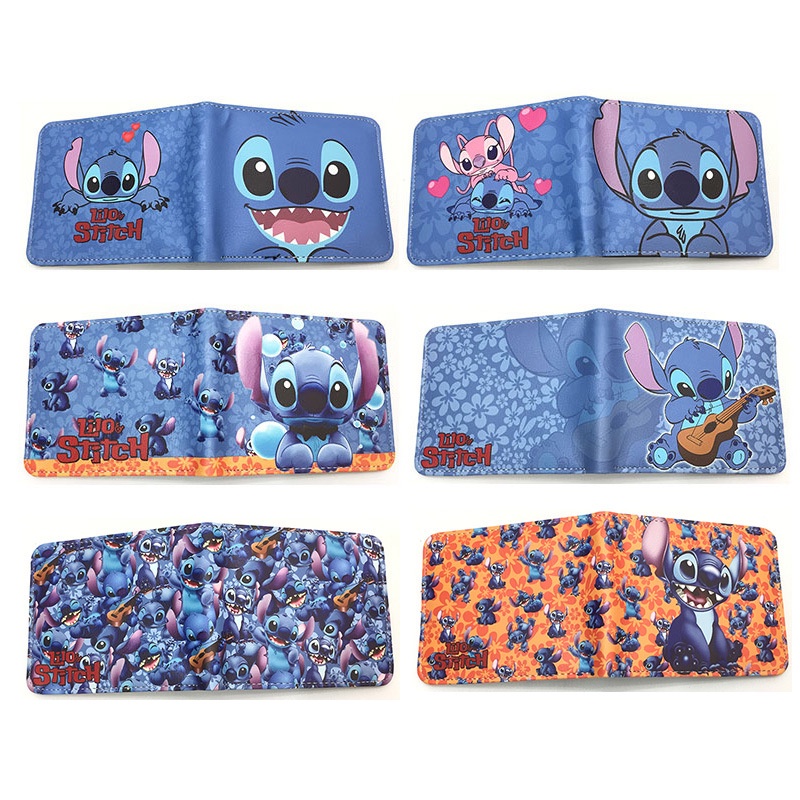 Ví Da Pu Ngắn Gập Đôi In Hình Lilo Stitch Thời Trang Mới Cho Trẻ Em