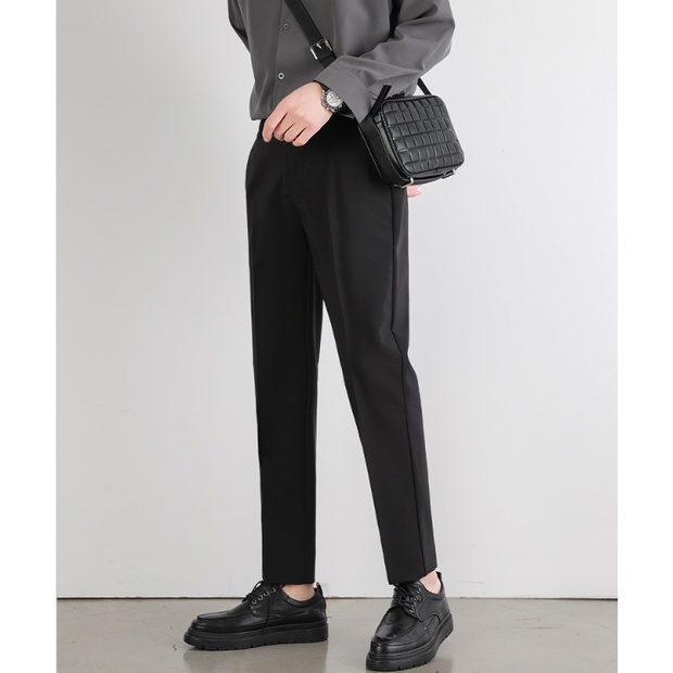 Quần Âu Nam Hàn Quốc Dáng Baggy Suông Đen Cá Tính Dáng Ôm Chuẩn Vải Co Giãn Không Nhăn Cao Cấ