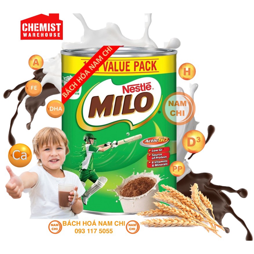 Bột Pha Cacao Nestle Milo Active Go 1 KG Hàng Chuẩn Úc Chính Hãng Thơm Ngon Dinh Dưỡng Bé Thích Mê