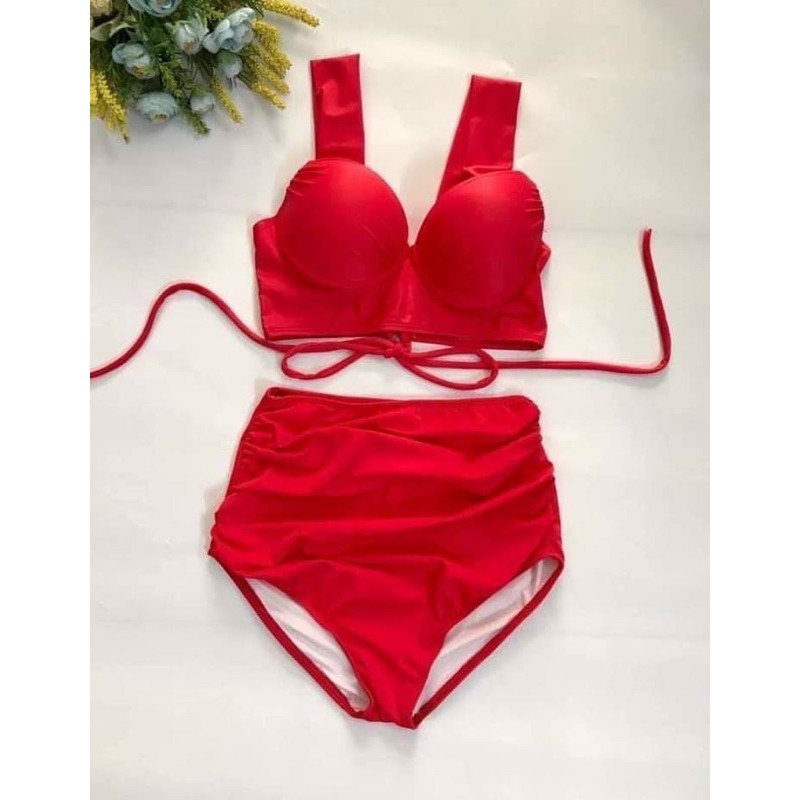 Bikini biển 2 mảnh  Tôn Dáng  Đồ bơi có mút ngực dày cùng quần nhún lưng cao
