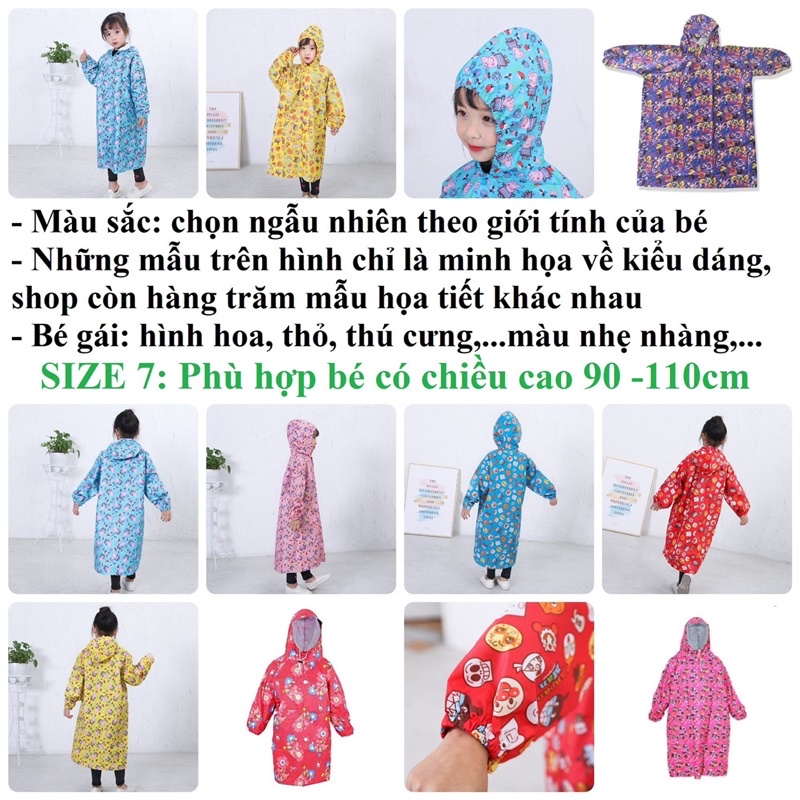 Áo mưa bit quây cho bé 90-150 cm