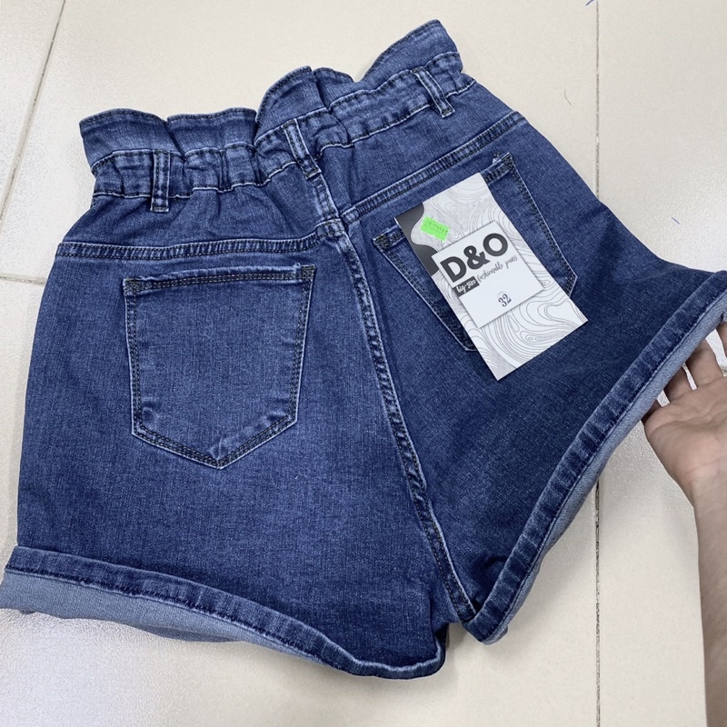 [Size 32~36] Quần Short Jean Xanh Trơn Bigsize - Lưng Cao - Co Giãn Mạnh - Quần Đùi Lưng Phối Thun