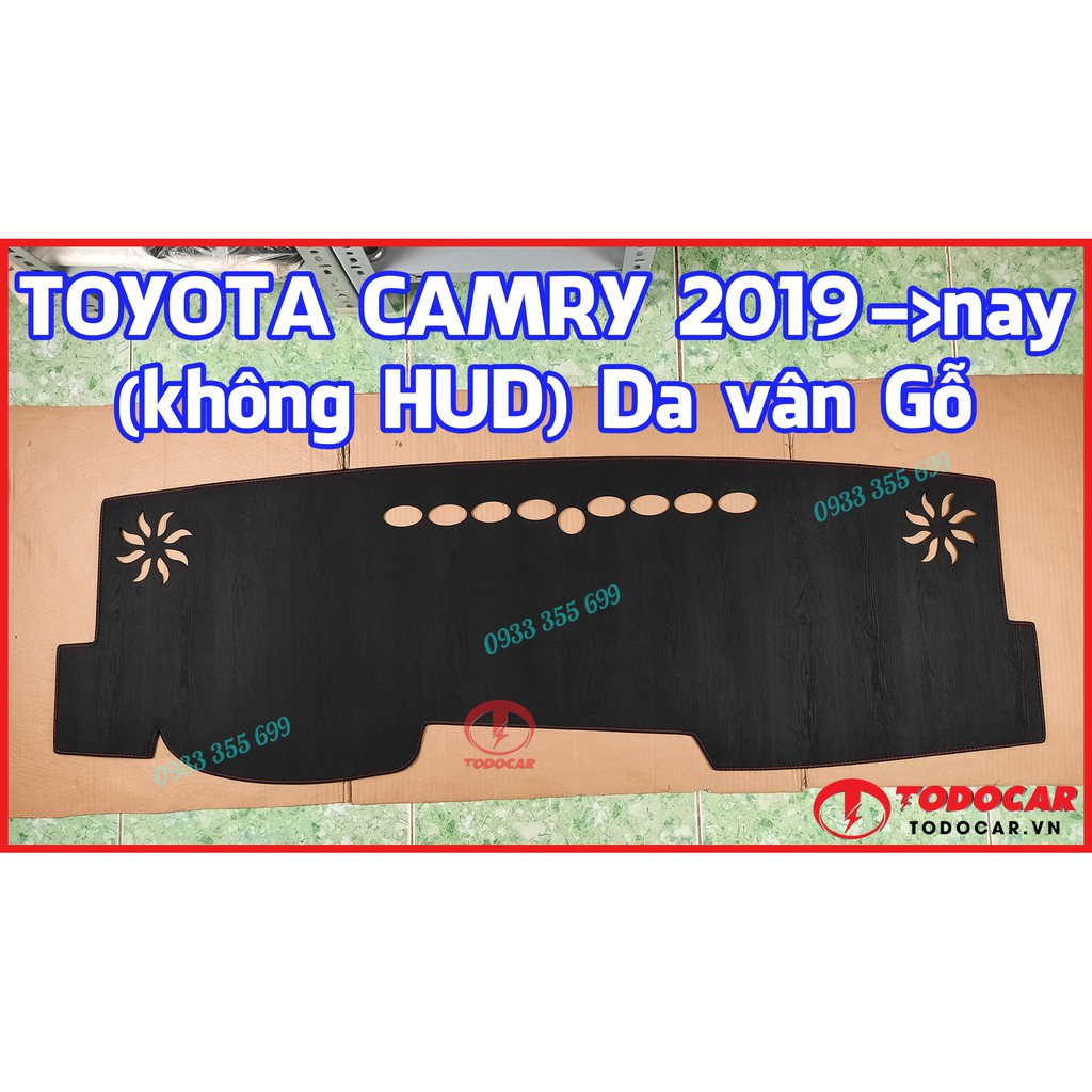 Thảm Taplo TOYOTA CAMRY bằng Nhung lông Cừu hoặc Da vân Carbon, Da vân Gỗ