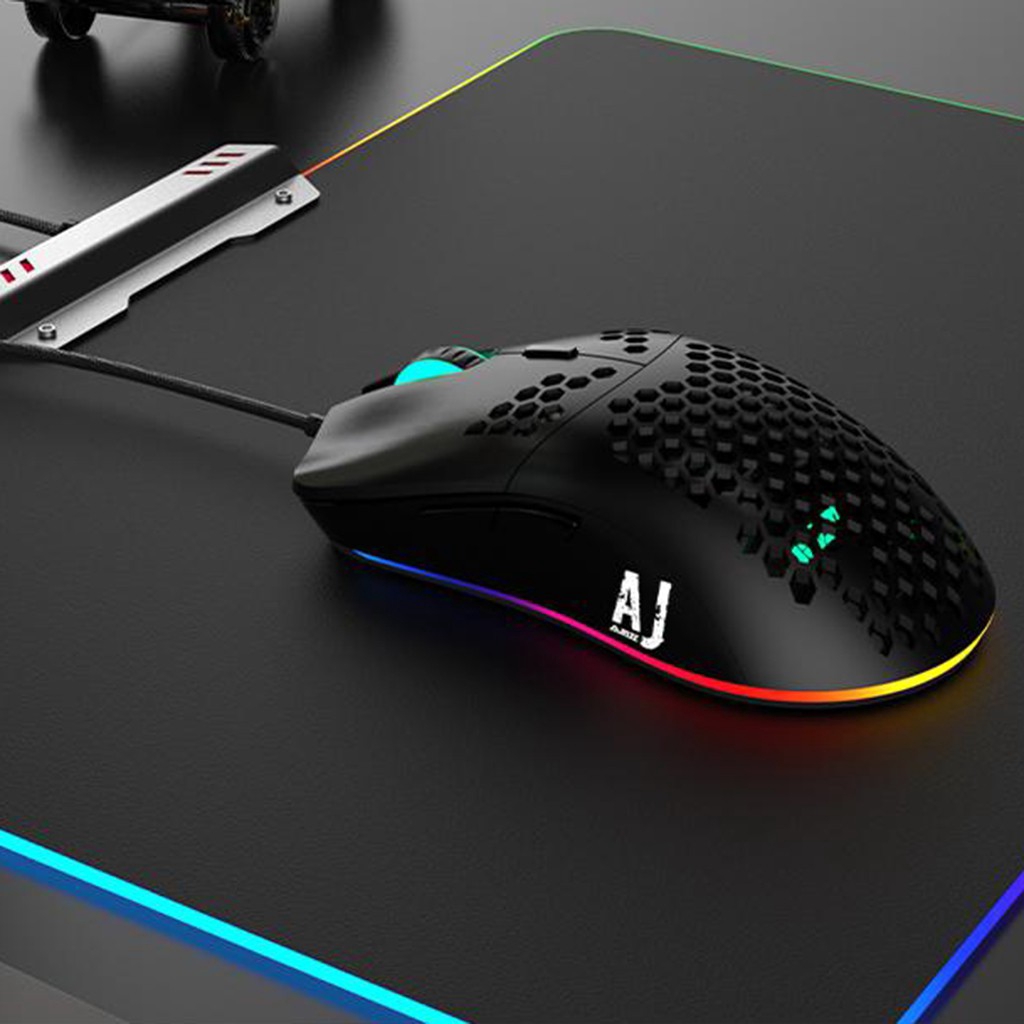 Chuột Gaming Ajazz Aj390 Quang Học Có Dây Hình Tổ Ong 6 Màu 16000dpi 6 Bước