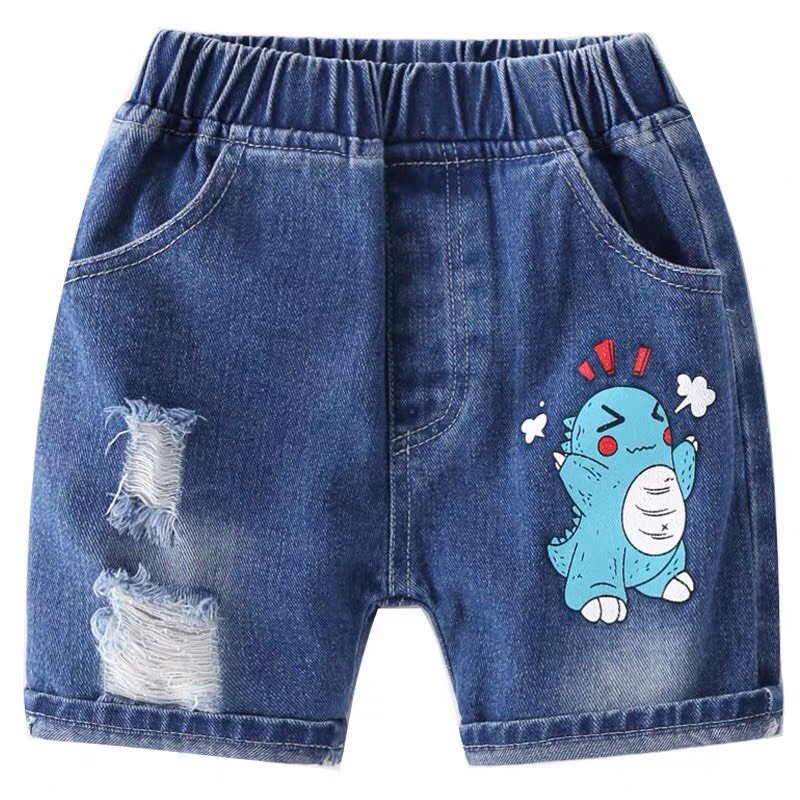 Quần jean cho bé trai,Quần bò mềm dáng lửng In hình Khủng Long cho bé trai 10-25kg KidsHouse