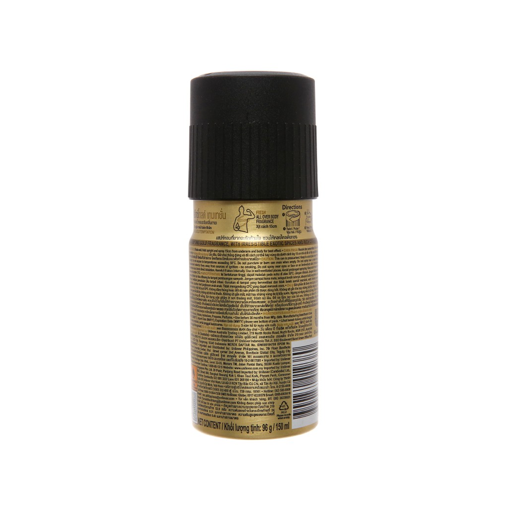 Xịt khử mùi toàn thân nam Axe Gold 150ml