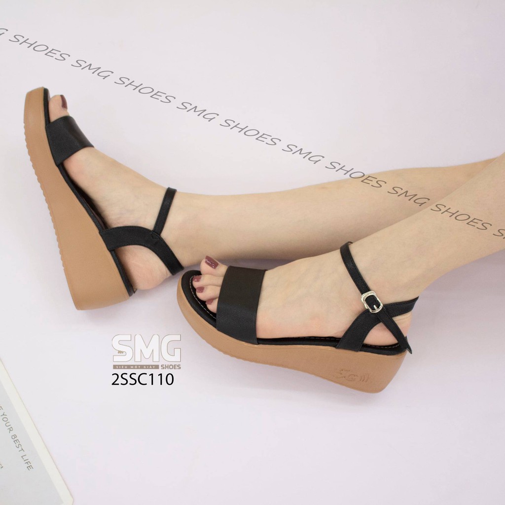 Sandal đế xuồng quai ngang bản to cao 5p đi nhẹ như không đi, 2ssc110, Fashioncimi