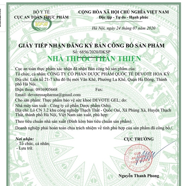 Devote Gel - Hỗ trợ tăng cường hệ tiêu hóa, giúp giảm các triệu chứng đầy hơi chướng bụng, rối loạn tiêu hóa (20 Gói)