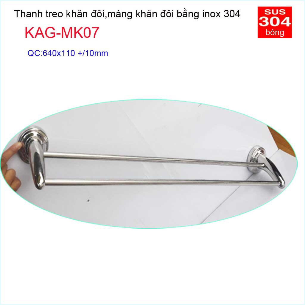 Thanh treo khăn đôi nhà tắm, giá treo khăn Inox 304, máng khăn KAG-MK07