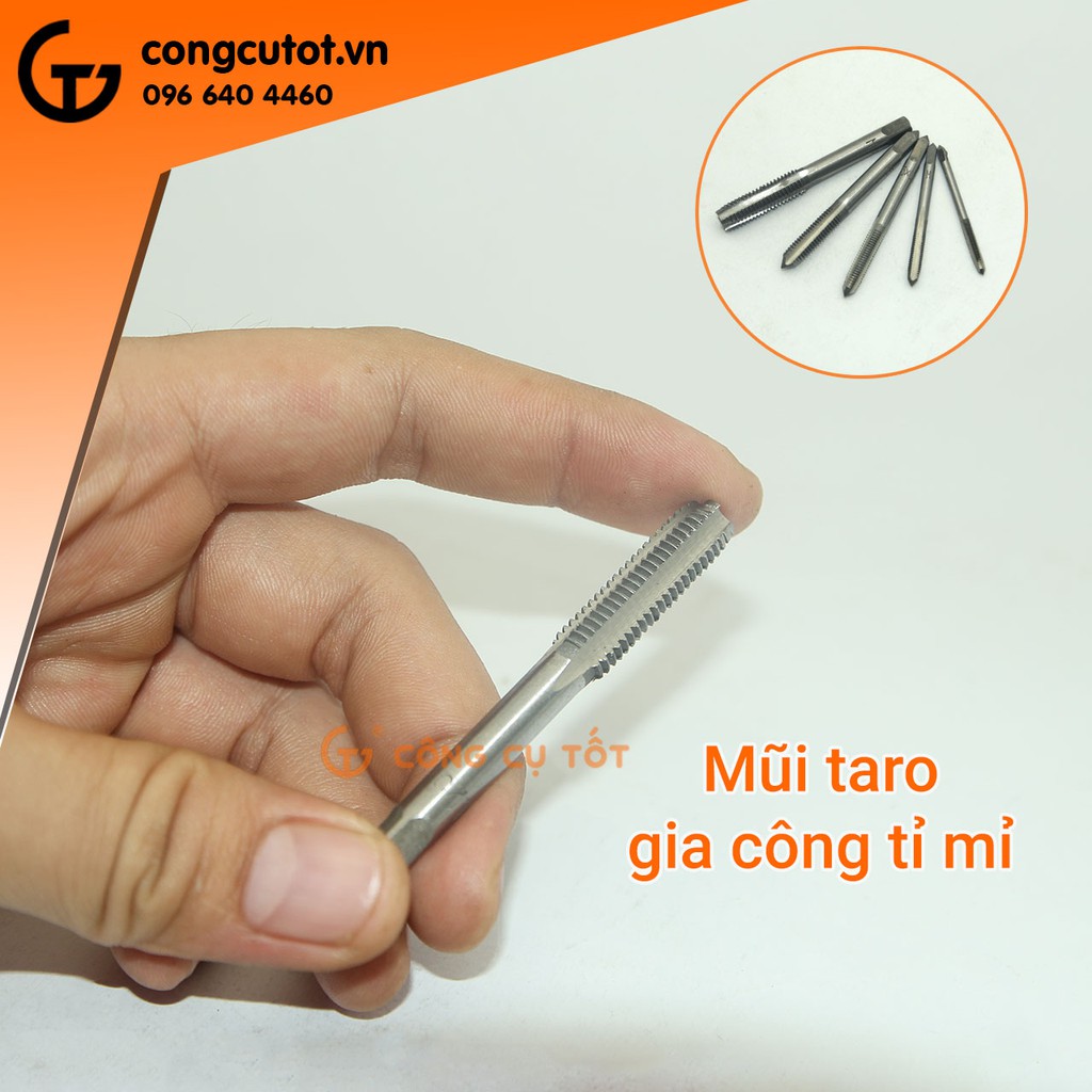 Bộ 5 mũi taro tay M3-M8 thép gió trắng