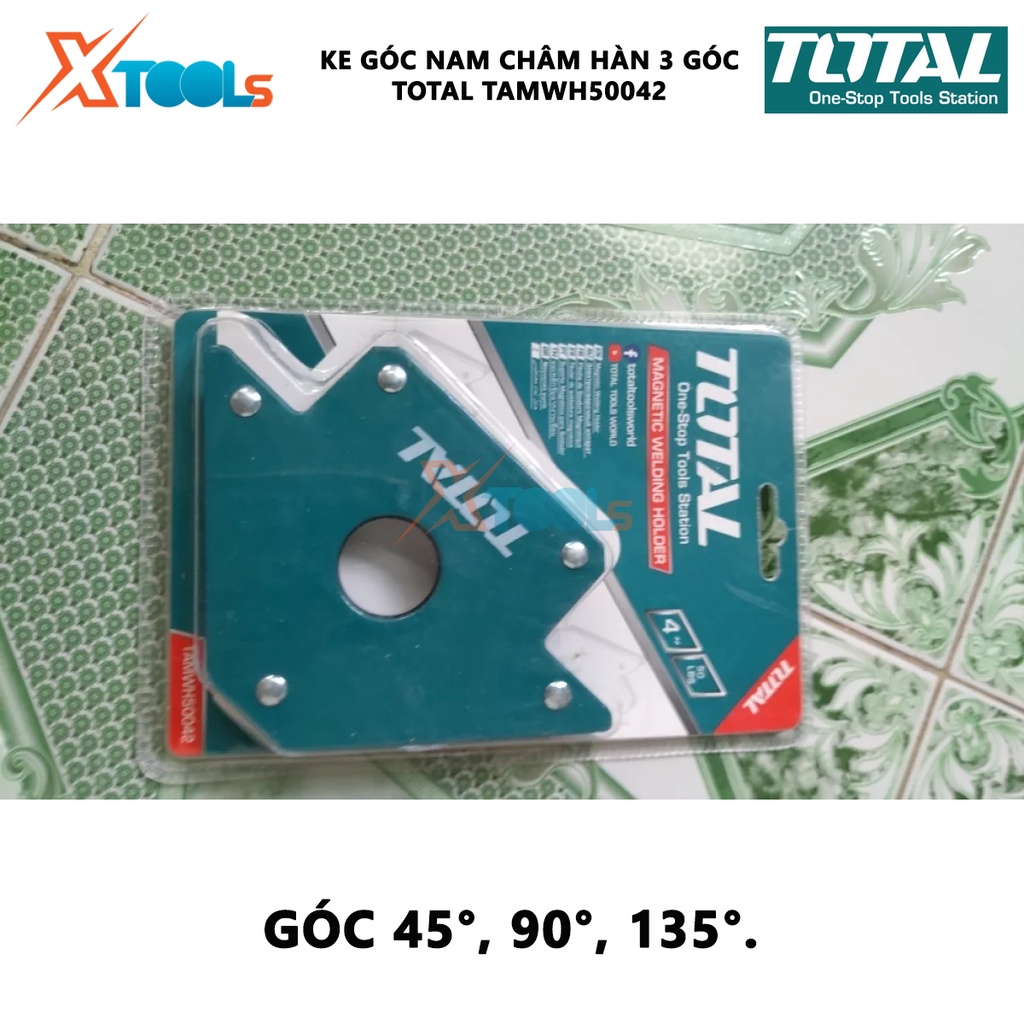 Ke nam châm TOTAL TAMWH50042 Nam châm ke góc hàn 3 góc Lực kéo 50 Lbs, 4 inch, Góc 45 °, 90 °, 135 °, - 30/T định hình c