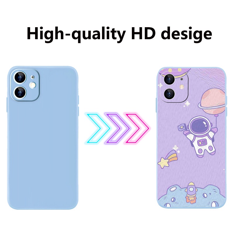 Ốp Điện Thoại Mềm Nhám Hình Phi Hành Gia Màu Tím Cho IPhone 13 12 11 Pro Max Mini 5 5S 6 6s 7 8 SE 2020 Plus X XS XR XSmax