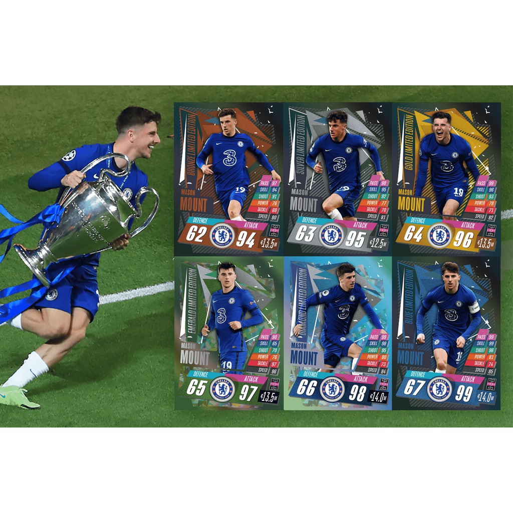 Set 6 Thẻ In Cầu Thủ Bóng Đá Mason Mount Match Attax Limited Edition 2020-2021