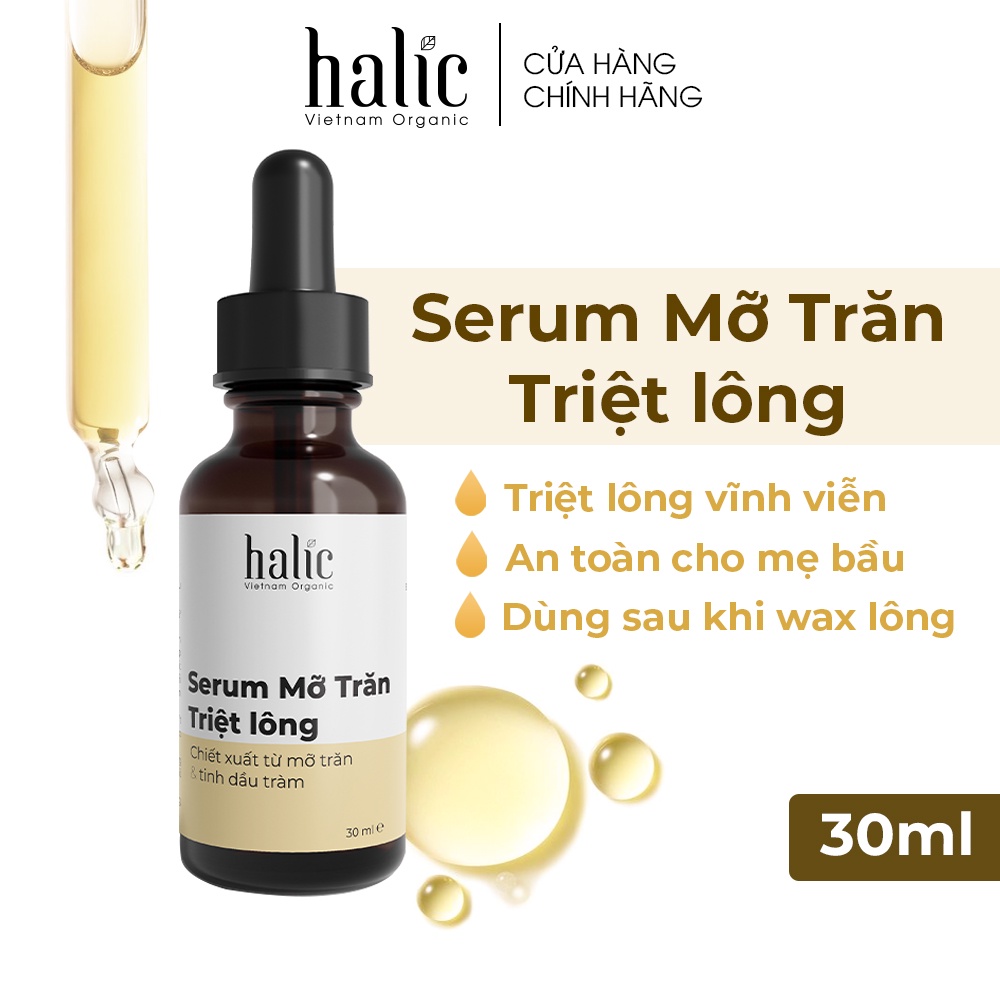Combo triệt lông Chân Tay vĩnh viễn Halic Organic với Sáp wax lông lạnh 350g và Mỡ trăn triệt lông 30ml an toàn hiệu quả