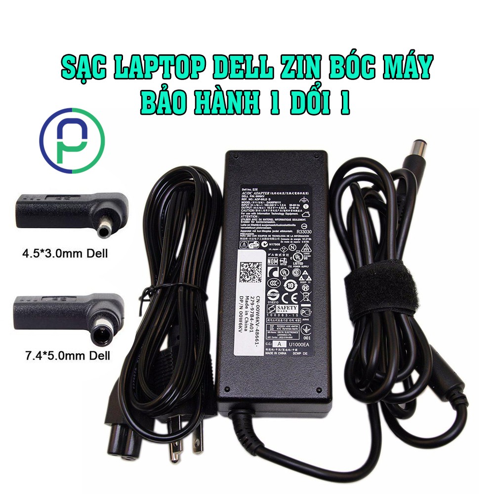 Sạc laptop dell zin 19.5v 4.62a 3.34a chân kim to nhỏ hàng zin bóc máy bảo hành 6 tháng 1 đổi 1