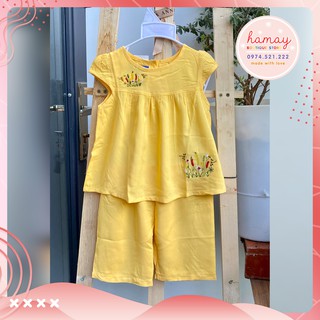 [Số 1-6] Bộ đồ tole lanh cao cấp Bảo Ngọc tay búp - quần lửng cho bé gái