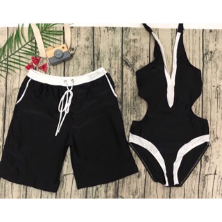 Bikini cặp đen trắng cut-out