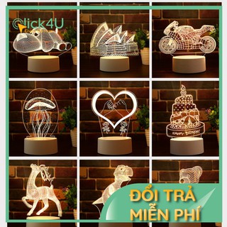 [SIÊU HOT] Đèn ngủ 3D - Đèn led nhiều hình dạng khác nhau, chuyển được 3 màu