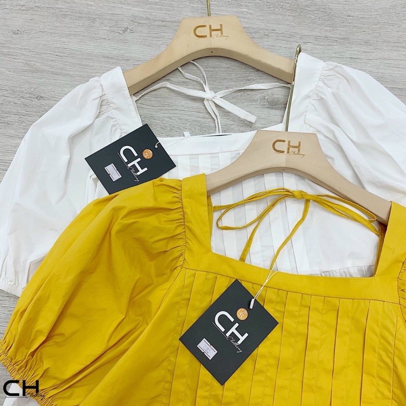 set bộ cộc cổ vuông xếp li ngực | BigBuy360 - bigbuy360.vn