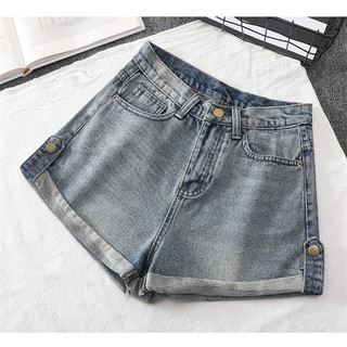Quần Short Denim Nữ lưng cao Kiểu Dáng Hàn Quốc