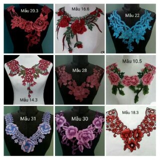 Ren thêu hoa 3D đắp cổ -1